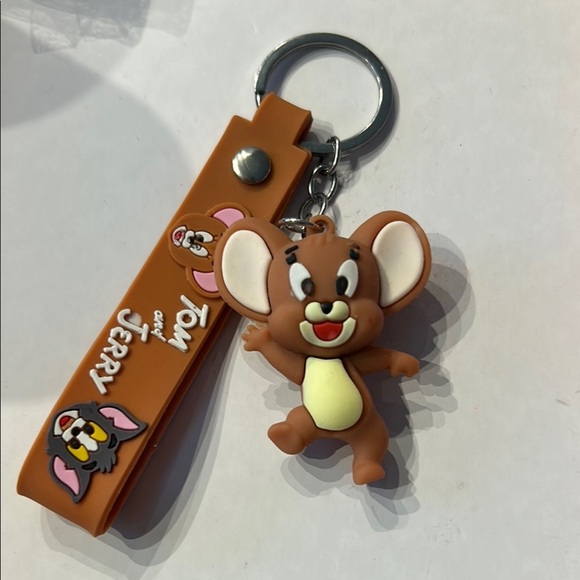 NWOT Brown Leather Key & Card Holder with Cartoon Charm - Picture 1 of 6